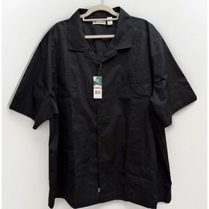 CUBAVERA Black NWT Guayabera Celebration Shirt Embroidered Pockets 4X Big